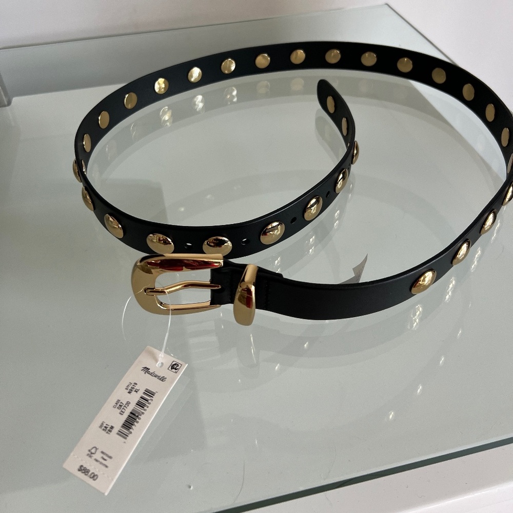 MADEWELL True Black Leather Western Studded Belt - Picture 7 of 14
